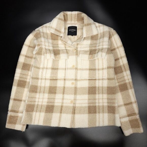 NEW Le Superbe Surfari Jacket Shacket Venice Pendleton Plaid Cream 90s Minimal